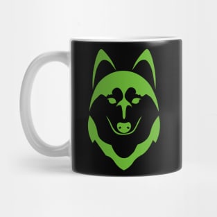 green husky dog head Mug